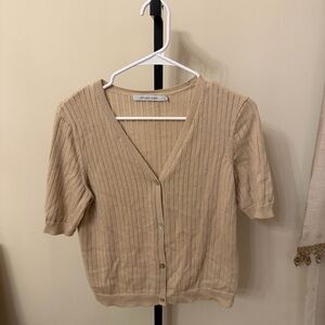 Beige Ribbed Button Down Shirt